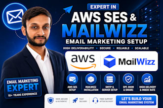 set up AWS ses, mailwizz, and email marketing server