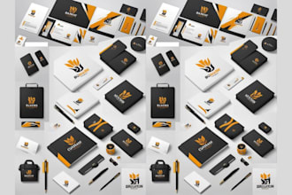design premium stationery letterhead brand logo folder kit business card invoice