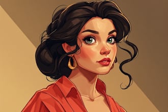 illustrate a marvelous disney cartoon portrait illustration