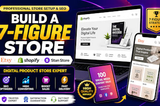 design etsy shop stan store marketking 7figure shopify digital product store seo