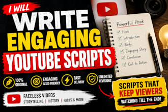 write engaging youtube scripts for history, facts