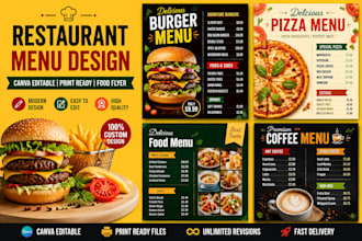 design restaurant menu templates, canva design, food flyer