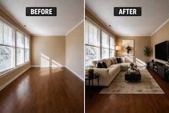 create realistic virtual staging for empty rooms