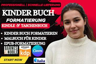 ich werde ihr KDP kinderbuch formatieren und das layout erstellen