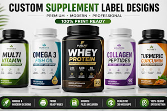 design premium supplement label and bottle packaging design