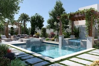 do landscape design garden patio pool pergola for frontyard and backyard