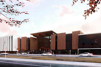 design realistic 3d courthouse, justice center and civic building designs