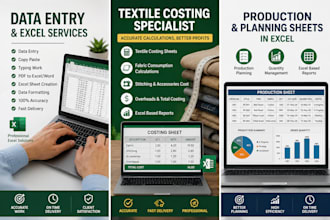 do fast data entry, copy paste, typing, excel work and textile product costing
