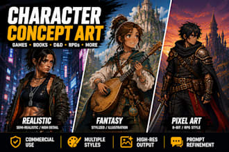 create ai character concept art for games, books and dnd