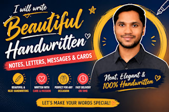 write beautiful handwritten notes,letter,messages,cards