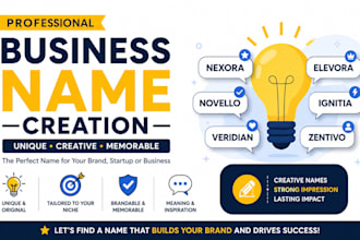 create a professional business name for your brand, startup or company
