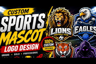 design, redesign custom mascot logo for sports, clubs, schools, team branding