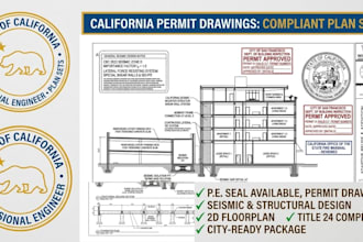 provide structural civil mep permit drawing for engineer stamp in california