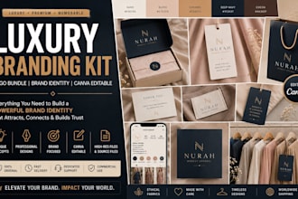 create luxury branding kit, logo bundle, brand identity, canva editable