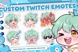 draw cute chibi twitch emotes, sub badges and discord emojis