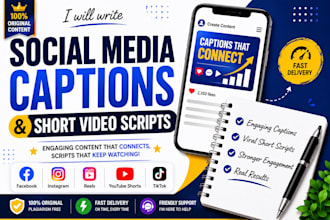 write engaging social media captions and short video scripts