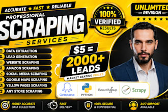 do web scraping, build a web scraper, and scrape yellow pages or amazon data