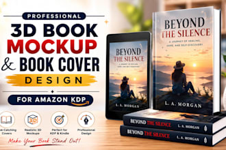 design realistic 3d book mockup and book cover design for amazon KDP