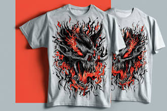 draw dark art, doom, stoner rock style for tshirt