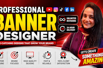 design youtube banner, website banners, and social media