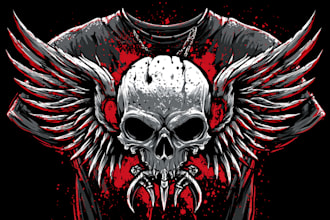 draw dark art skull illustration for streetwear design