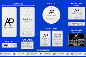 design clothing hang tag, shirt neck, socks, care label for garments and apparel