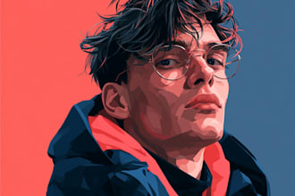 draw vector art portrait face, animal