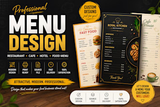 create a modern food menu and restaurant menu design