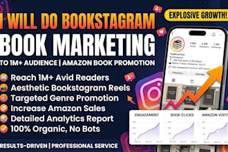do bookstagram promotion promote your book to 1m audience, amazon book marketing