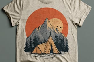 make vintage outdoor t shirt design and illustration