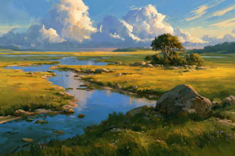 paint landscape in oil painting