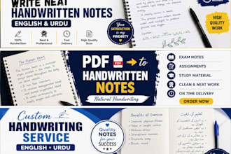 convert PDF to neat professional handwritten notes in english and urdu
