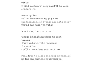do fast typing and pdf to word conversion