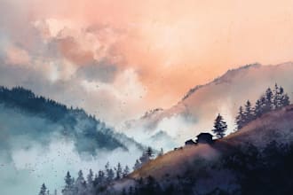 paint your favorite landscape with soft watercolor art