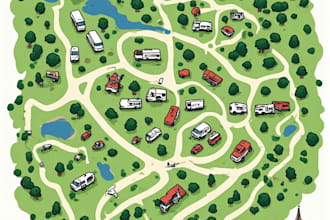 draw rv park map and campground map in vector illustrator