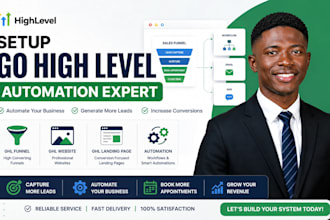 setup go high level automation expert, ghl funnel, ghl website, ghl landing page