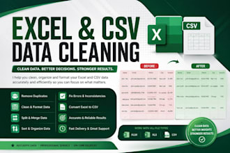 clean, format, merge, split excel and CSV files