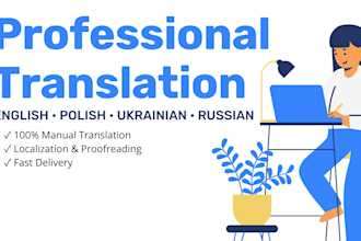 professionaly translate or localize english to polish, ukrainian and russ