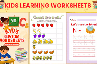 design creative kids learning worksheets and activity books