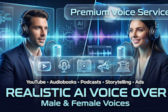 create realistic ai voice over with male or female human sounding voice