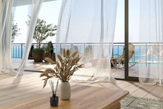 design custom 3d resort suite interior hospitality spaces with modern furnitures