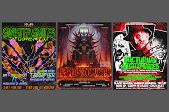 design dark trash horror edgy flyer poster 4 techno rave club