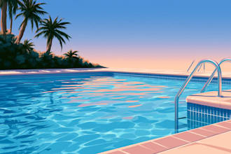 do render swimming pool, backyard, villa landscape