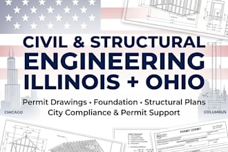 prepare illinois and ohio civil structural permit drawings
