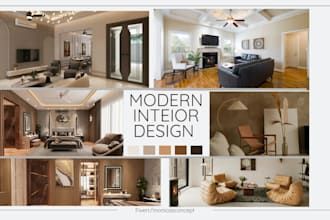create an online interior decoration and custom moodboard