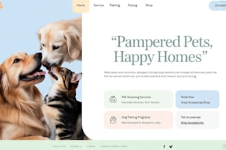 design pet website pet landing page pet accessories website