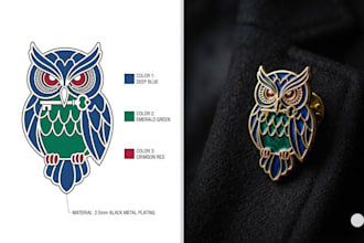 design a custom enamel pin, production ready for manufacturing