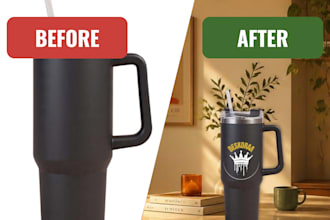 create premium tumbler mockup with lifestyle background