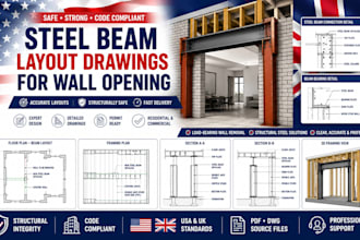draft steel beam drawings for load bearing wall removal