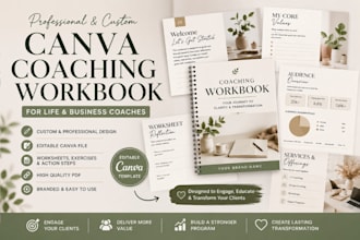 design editable canva coaching workbook, PDF lead magnet, guide business coaches